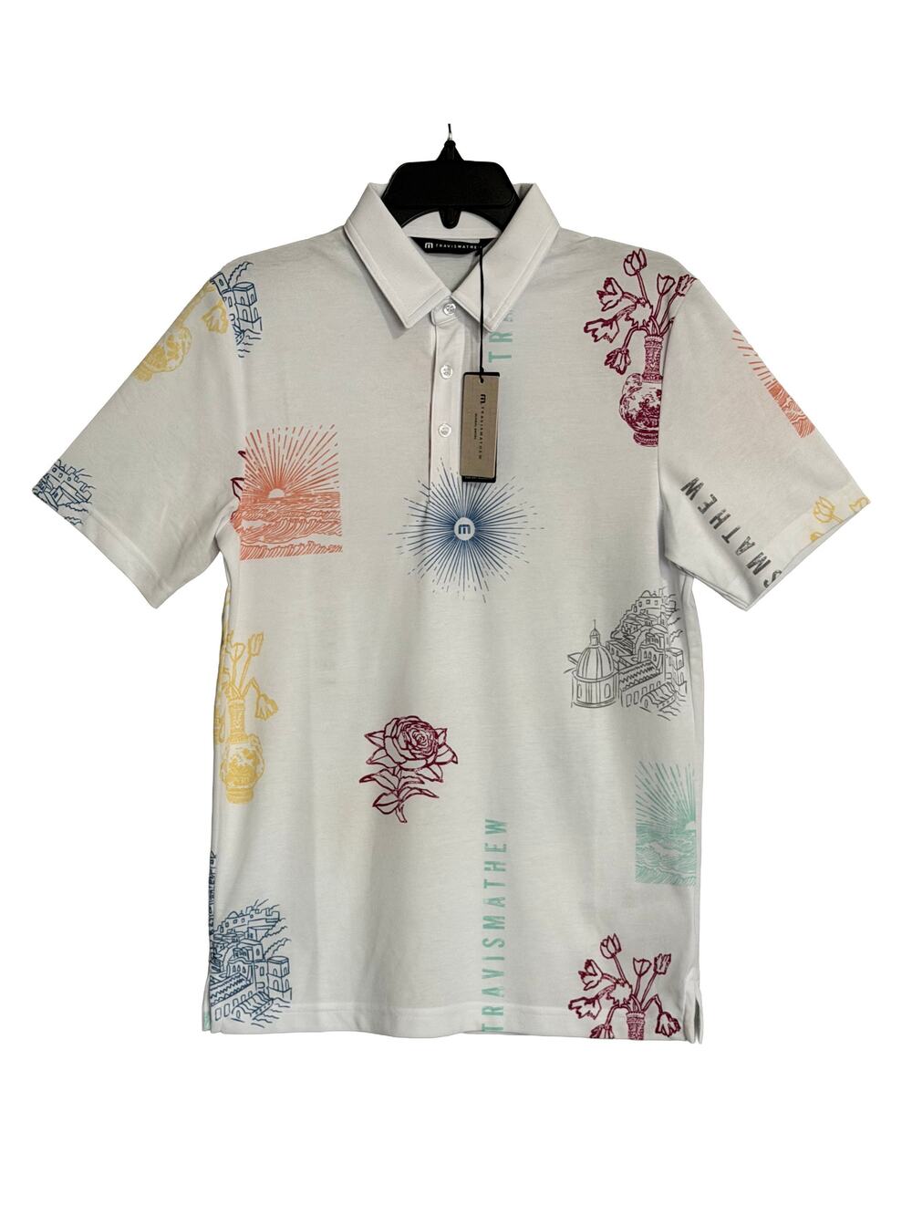 Travis Mathew Shirt Men's Small "Passport Polo" Lightweight Stretch White NEW